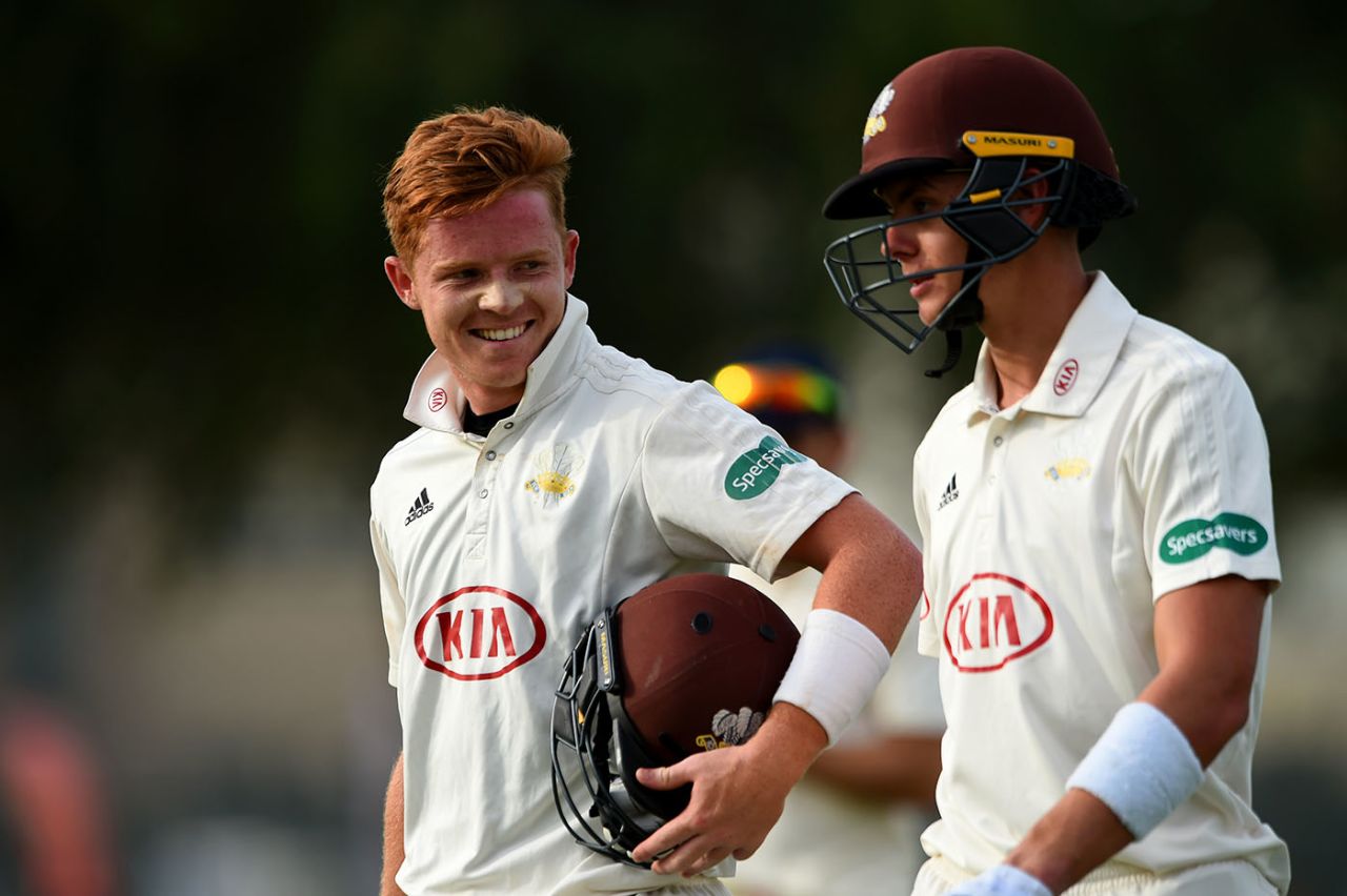 Ollie Pope (L) and Jamie Smith (R) scored centuries for Surrey against MCC, County Champion match, day two, Dubai, March 25, 2019