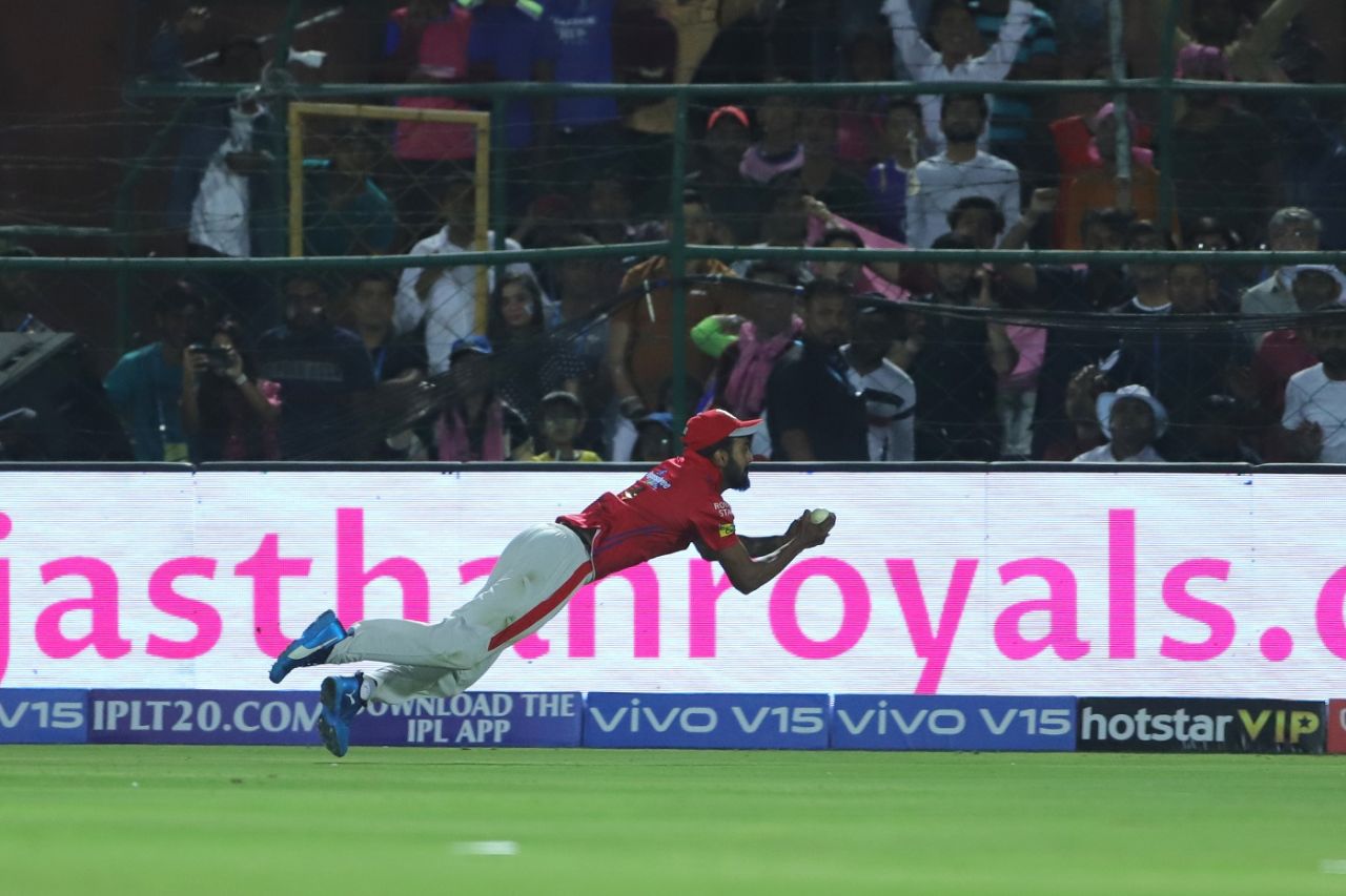 KL Rahul takes a stunning catch, Rajasthan Royals v Kings XI Punjab, IPL 2019, Jaipur, March 25, 2019