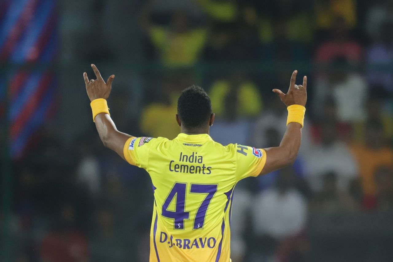Dwayne Bravo picked up three top-order wickets, Delhi Capitals v Chennai Super Kings, Indian Premier League 2019, New Delhi, March 26, 2019