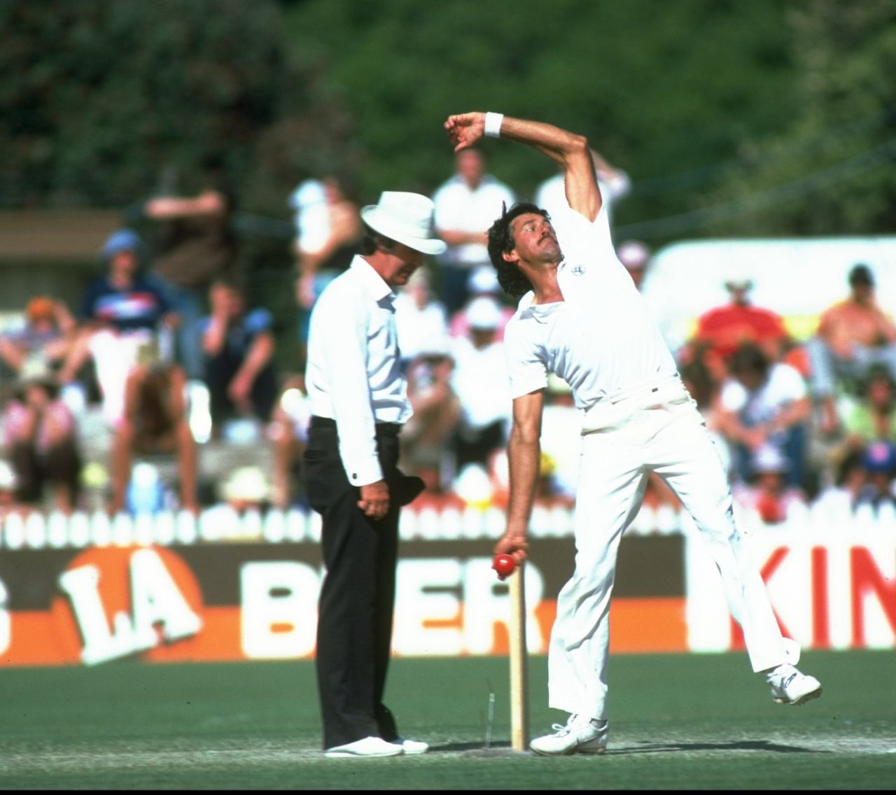 Bruce Yardley bowls during the Third Test match against England, the Ashes, Adelaide Oval, December 15, 1982, Adelaide