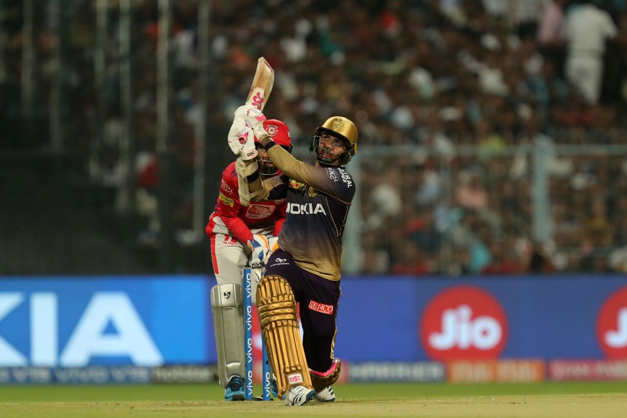 Sunil Narine took 25 runs off Varun Chakravarthy's first over in the IPL, Kolkata Knight Riders v ings XI Punjab, Indian Premier League 2019, Kolkata, March 27, 2019