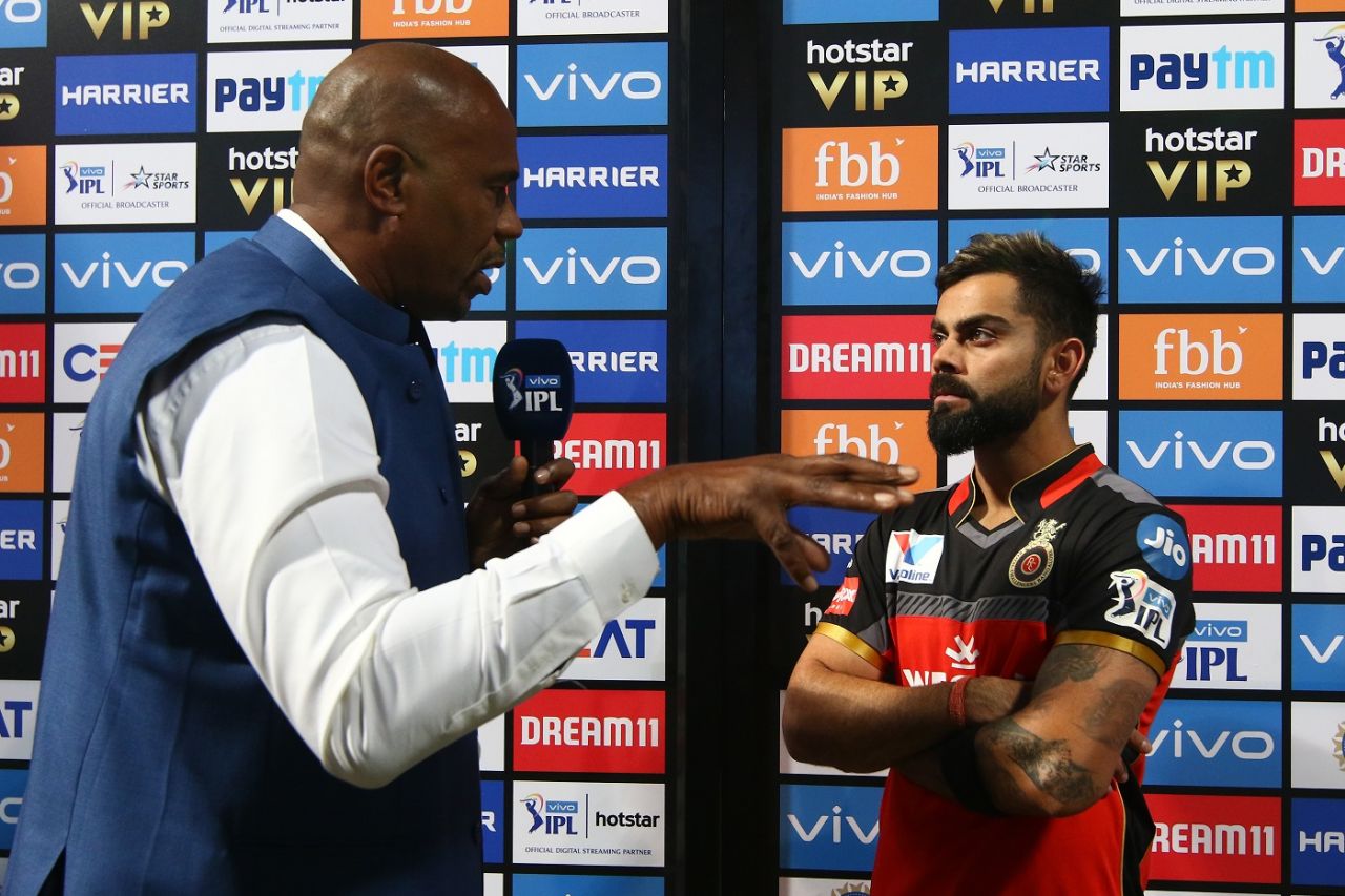 Virat Kohli was not pleased with the level of umpiring in the game, Royal Challengers Bangalore v Mumbai Indians, IPL 2019, Bengaluru, March 28, 2019
