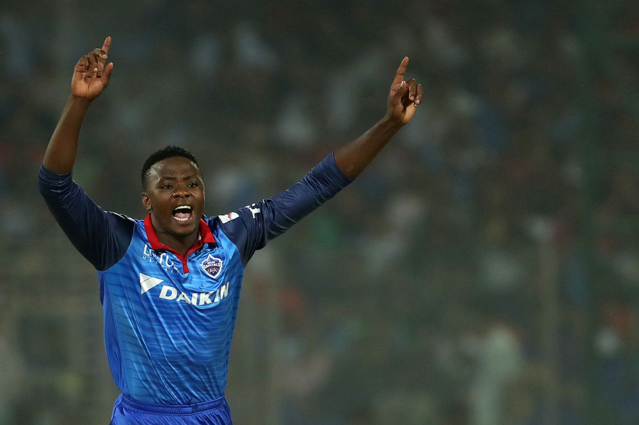 Kagiso Rabada is elated after dismissing Chris Lynn, Delhi Capitals v Kolkata Knight Riders, IPL 2019, Delhi, March 30, 2019
