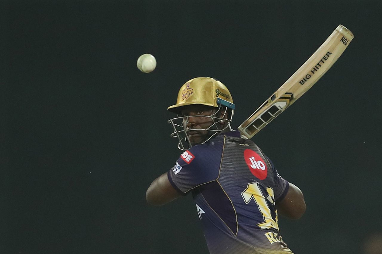 Andre Russell keeps his eyes on the ball, Delhi Capitals v Kolkata Knight Riders, IPL 2019, Delhi, March 30, 2019