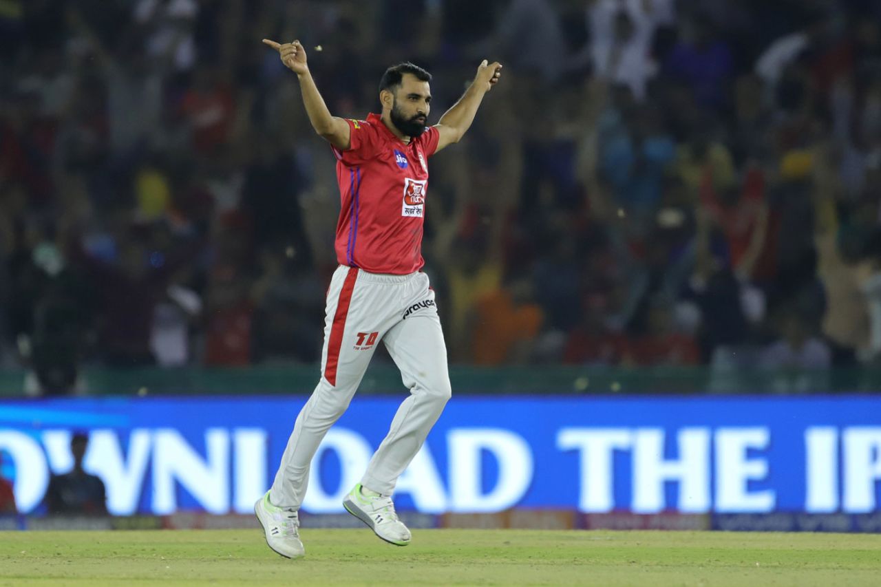 Mohammed Shami took two wickets in his end-overs spell, Kings XI Punjab v Delhi Capitals, IPL 2019, April 1, 2019