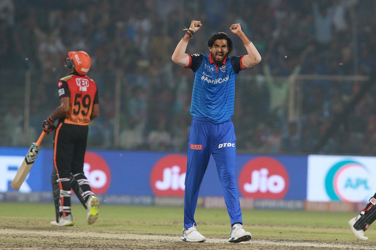 Ishant Sharma is ecstatic upon picking a wicket, Delhi Capitals v Sunrisers Hyderabad, IPL 2019, Delhi, April 4, 2019