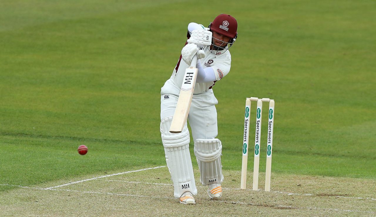Ricardo Vasconcelos leans into a drive, Northants v Middlesex, County Championship Division Two, Wantage Road, April 5, 2019