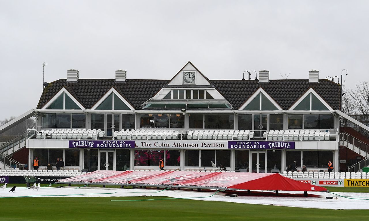 The covers were firmly on at Taunton, Somerset v Kent, County Championship, Division One, Taunton, April 5, 2019