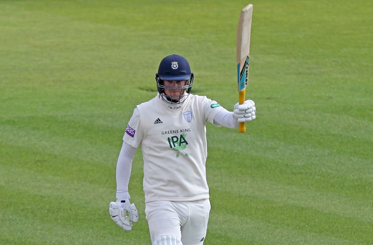 Sam Northeast acknowledges his hundred, Hampshire v Essex, County Championship Division One, Ageas Bowl, April 6, 2019