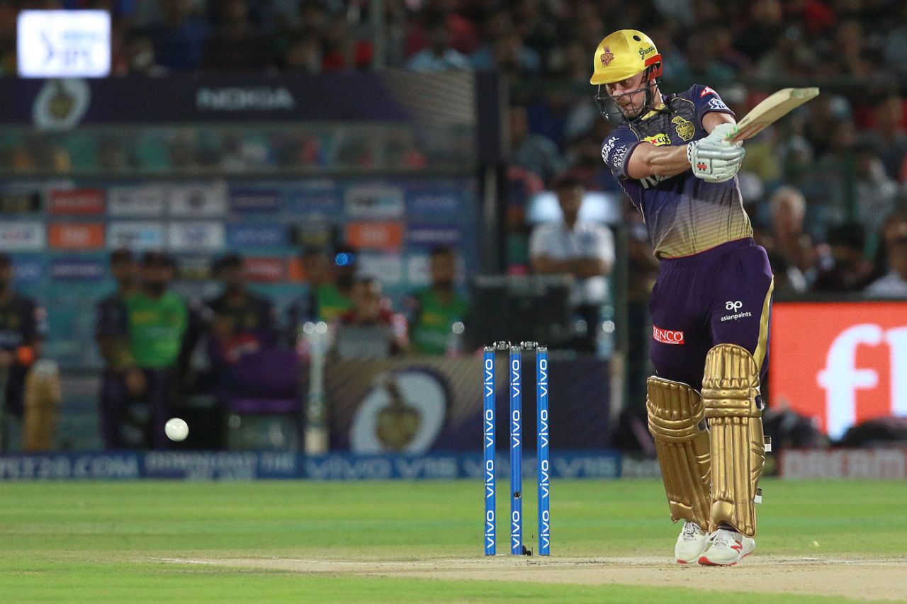 Chris Lynn slaps into the off side, Rajasthan Royals v Kolkata Knight Riders, IPL 2019, Jaipur, April 7, 2019