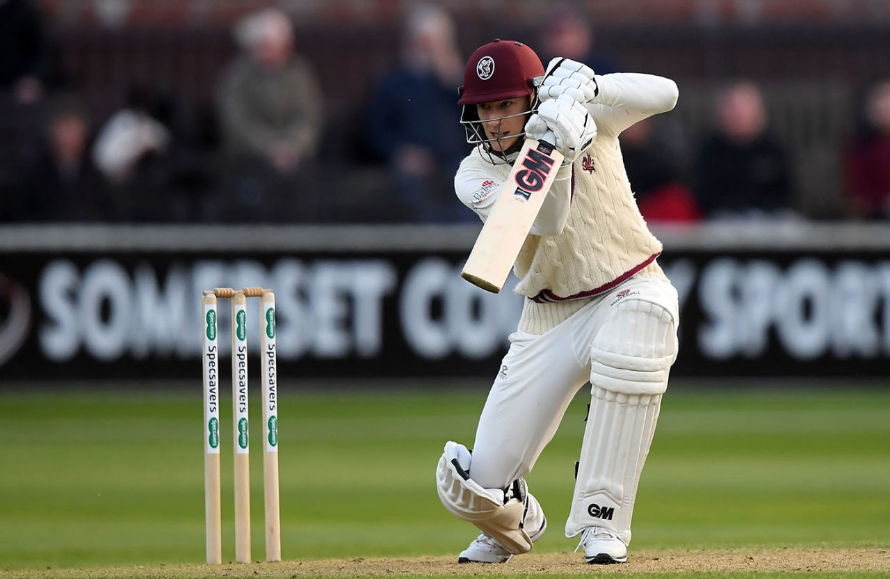 George Bartlett punches into the off side, Somerset v Kent, County Championship, Division One, Taunton, April 7, 2019