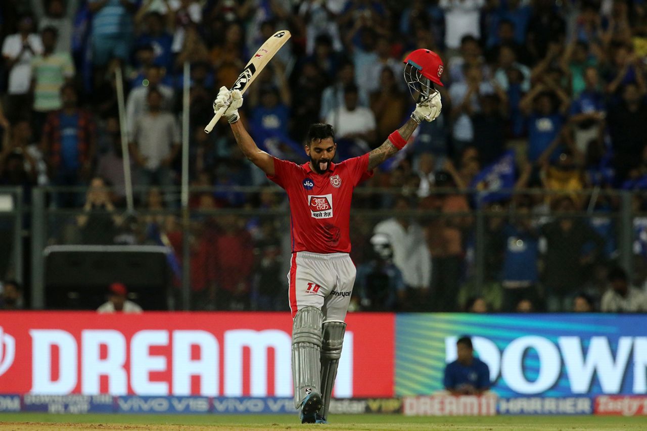 KL Rahul brought up his maiden IPL hundred off 63 balls, Mumbai Indians v Kings XI Punjab, IPL 2019, Mumbai, April 10, 2019