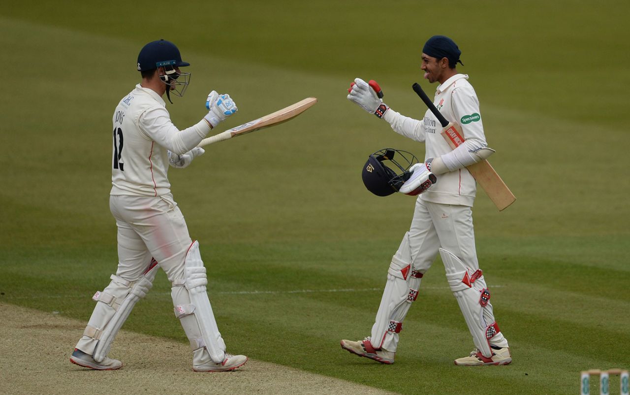 Haseeb Hameed celebrates his first century since 2016, Middlesex v Lanacshire, County Championship Division Two, Lord's, April 12, 2019
