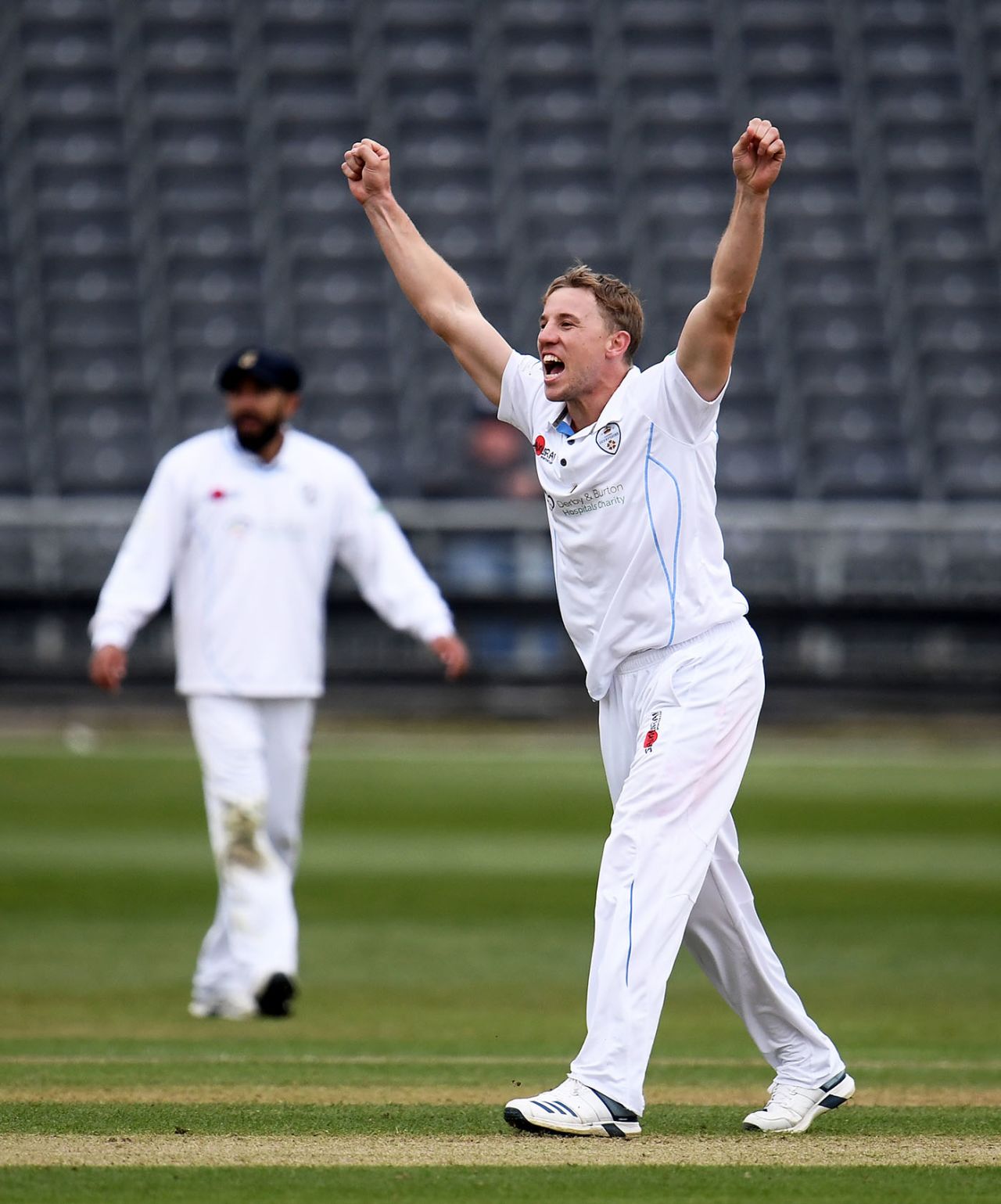 Logan van Beek appeals for a wicket, Gloucestershire v Derbyshire, County Championship, Division Two, Bristol, April 12, 2019