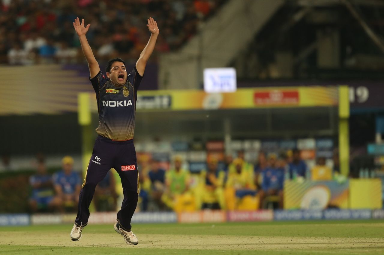 Piyush Chawla appeals for a wicket, Kolkata Knight Riders v Chennai Super Kings, IPL 2019, Kolkata, April 14, 2019