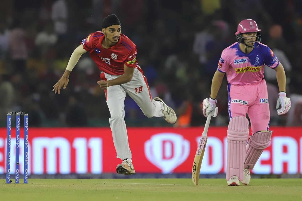 Arshdeep Singh bowls on IPL debut, Kings XI Punjab v Rajasthan Royals, IPL 2019, Mohali, April 16, 2019