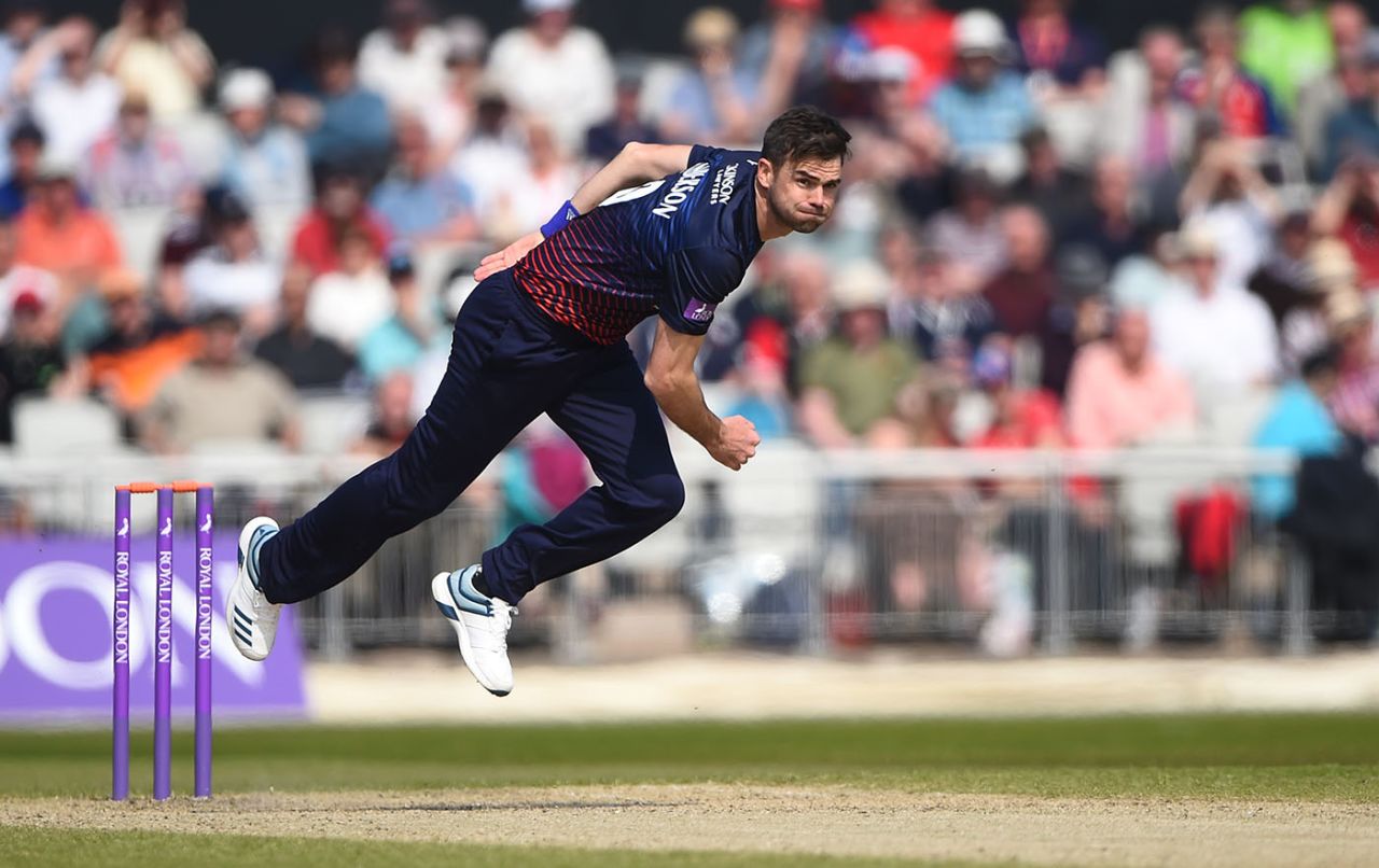 James Anderson pulled on the coloured clothing for the first time in a while, Lancashire v Worcestershire, Royal London Cup, North Group, Old Trafford, April 17, 2019