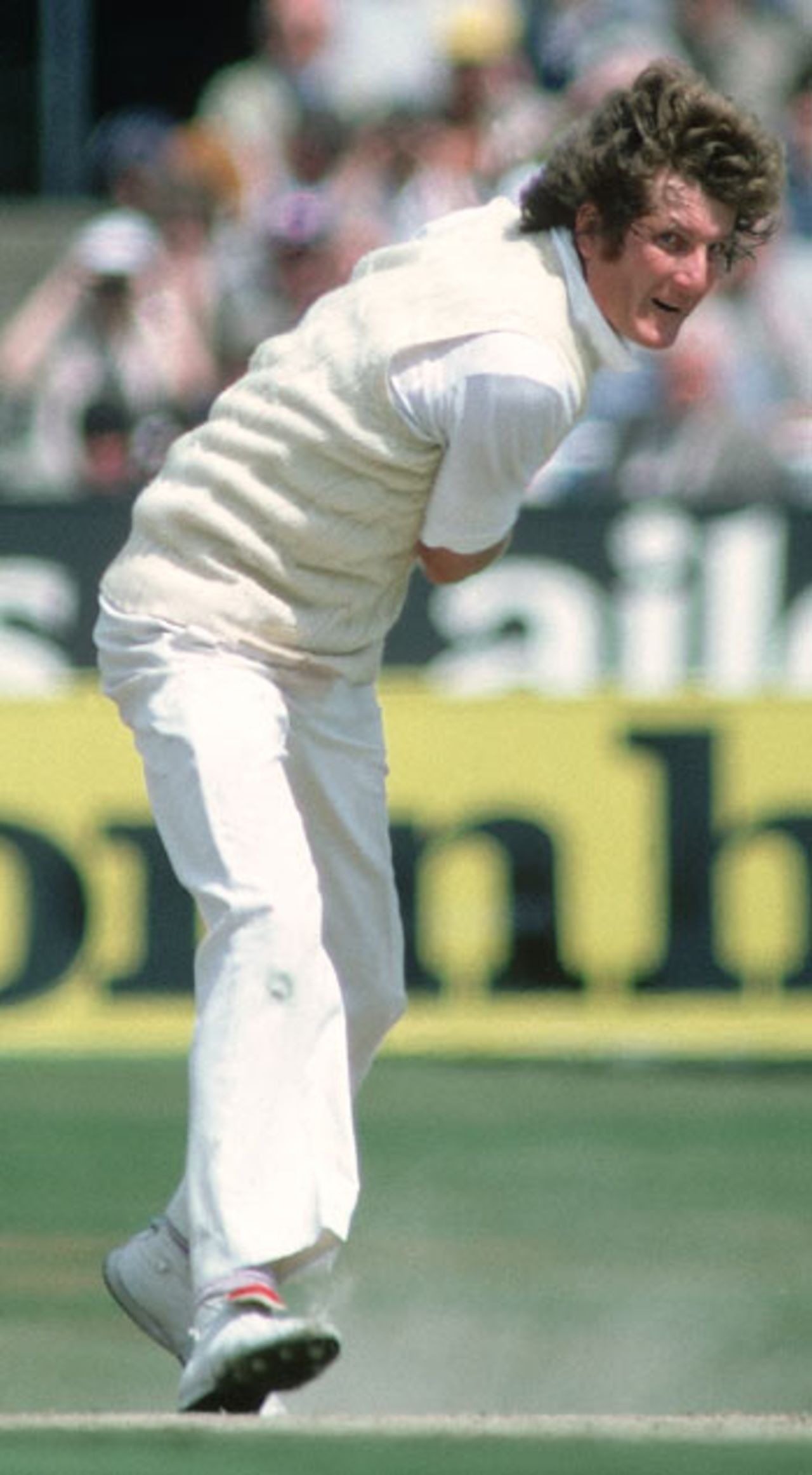 Bob Willis on his way to nine wickets against Australia at Headingley in July 1981
