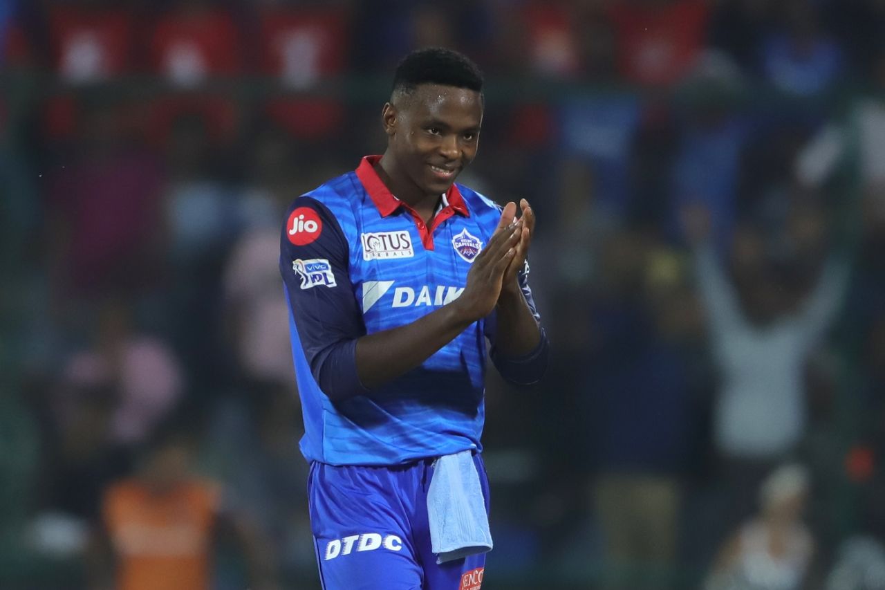 Kagiso Rabada celebrates a wicket, Delhi Capitals v Mumbai Indians, IPL 2019, Delhi, April 18, 2019