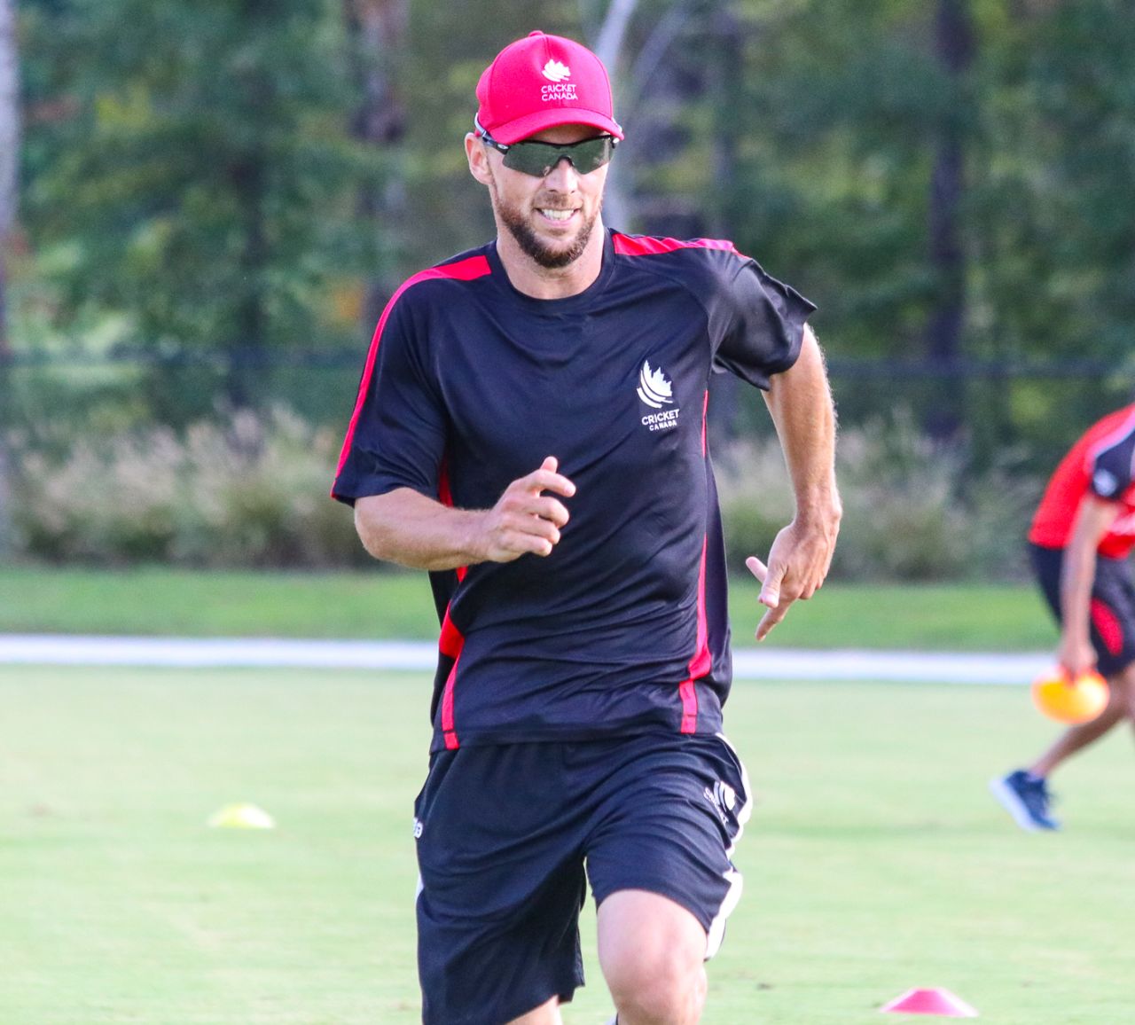 Davy Jacobs goes through a warm-up sprint in a Canada training session, Morrisville, September 19, 2018
