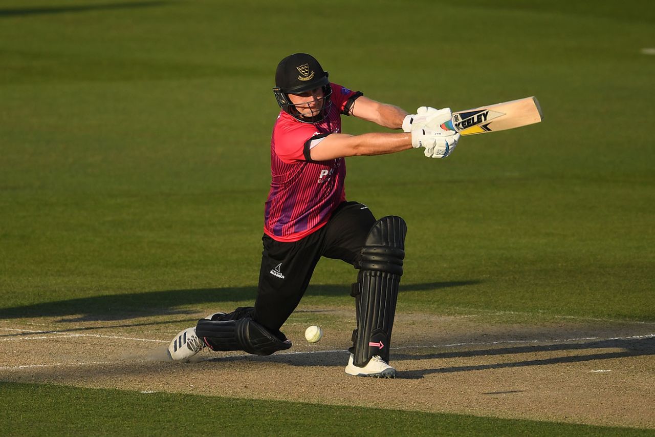 Luke Wright stretches out to drive, Sussex v Surrey, Royal London Cup, South Group, Hove, April 19, 2019