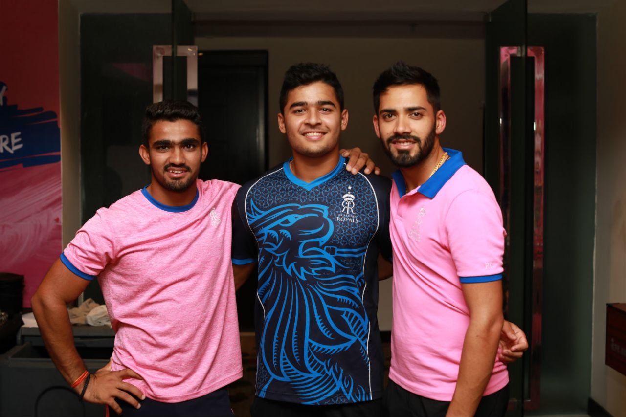 [L to R] Mahipal Lomror, Riyan Parag and Prashant Chopra, the Royals boys