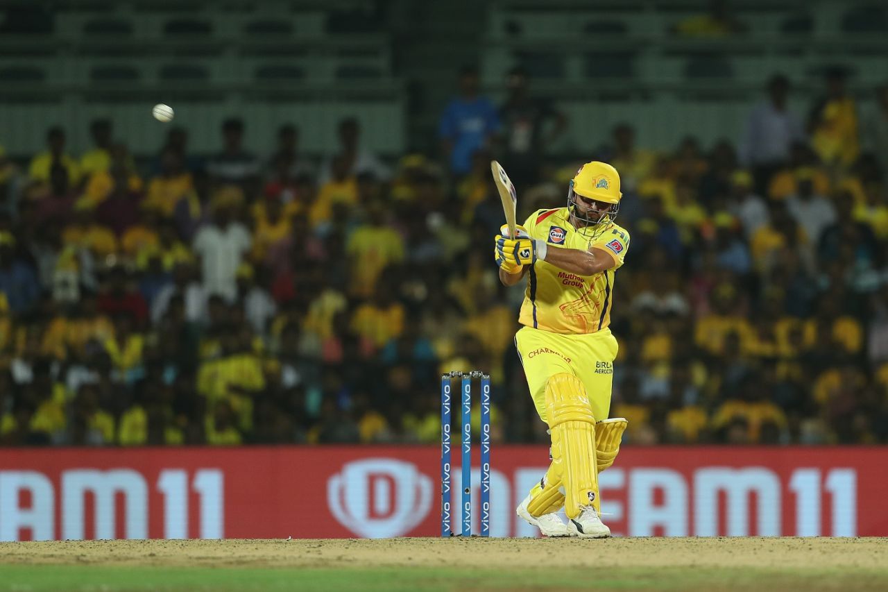 Suresh Raina unleashes a pull shot, Chennai Super Kings v Sunrisers Hyderabad, IPL 2019, Chennai, April 23, 2019