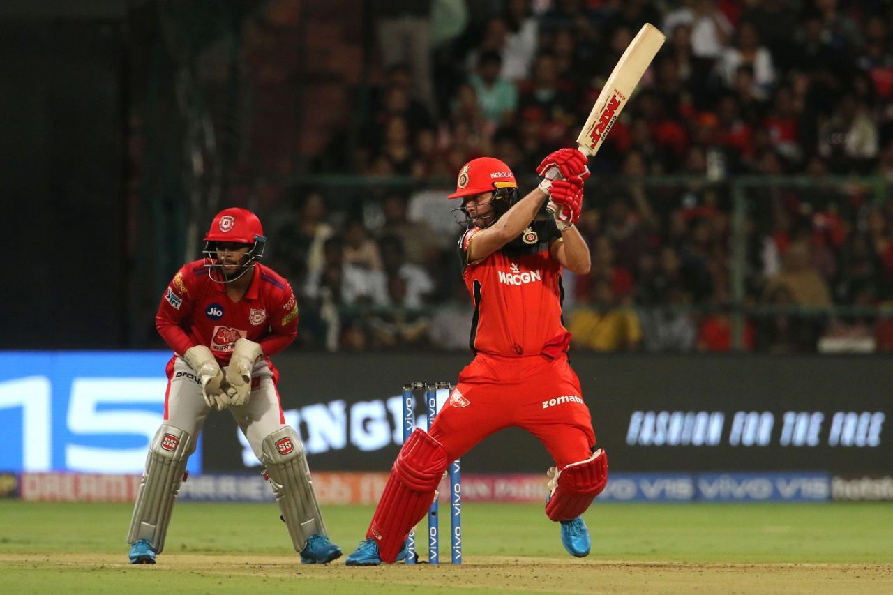 AB de Villiers cuts the ball, Royal Challengers Bangalore v Kings XI Punjab, IPL 2019, Bengaluru, April 24, 2019