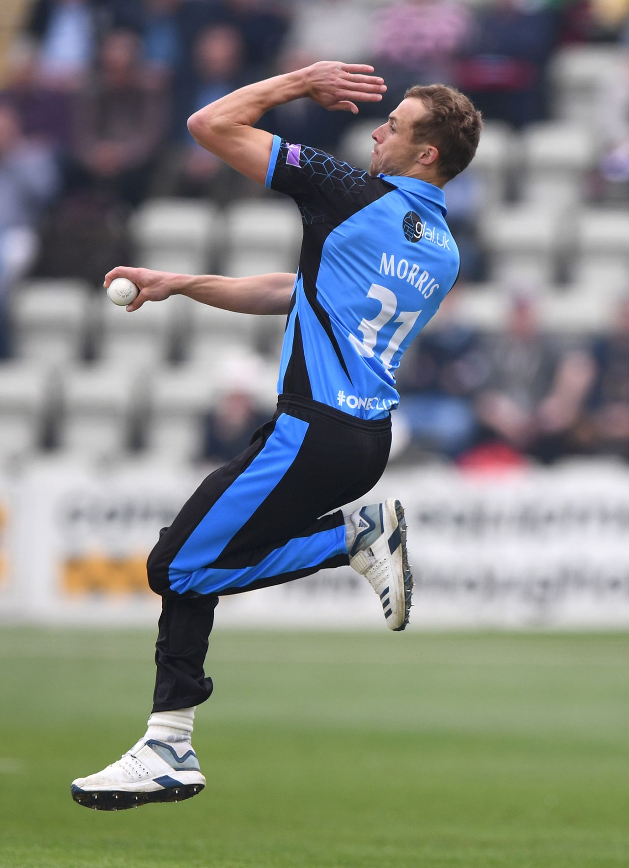 Chris Morris arrives at the bowling crease, Worcestershire v Durham, Royal London Cup, North Group, New Road, April 24, 2019