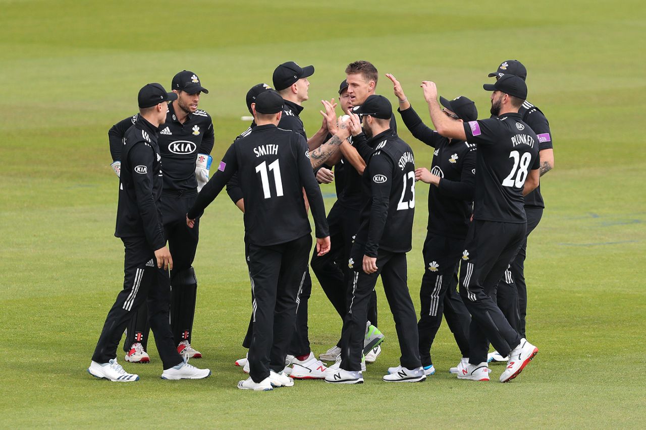 Morne Morkel is congratulated on a wicket, Surrey v Middlesex, Royal London Cup, South Group, The Oval, April 25, 2019