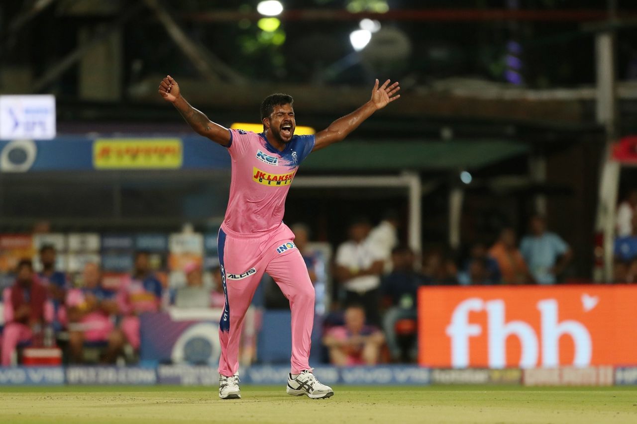 Varun Aaron is overjoyed, Kolkata Knight Riders v Rajasthan Royals, IPL 2019, Kolkata, April 25, 2019