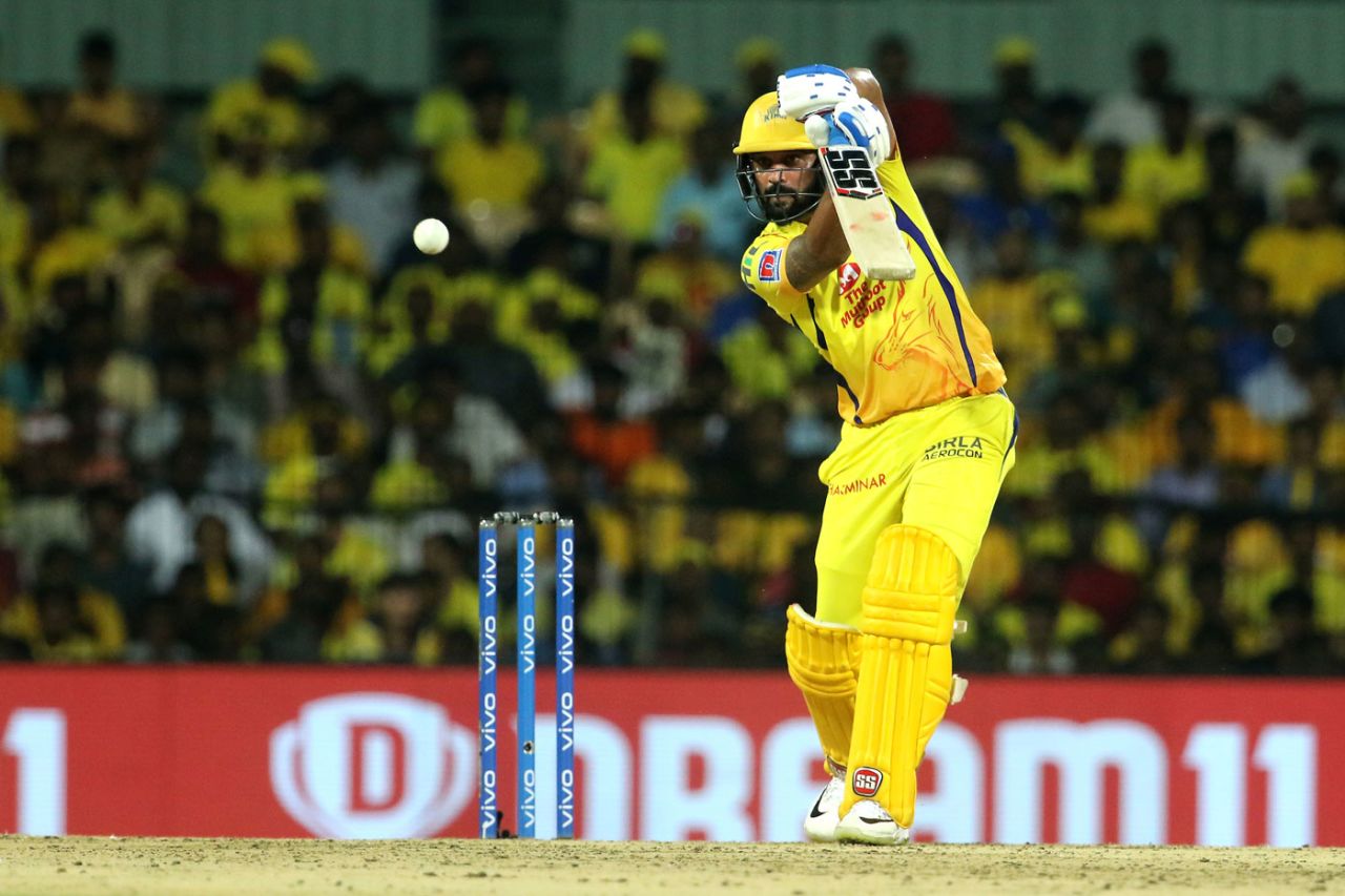 M Vijay drives through the off side, Chennai Super Kings v Mumbai Indians, IPL 2019, Chennai, April 26, 2019