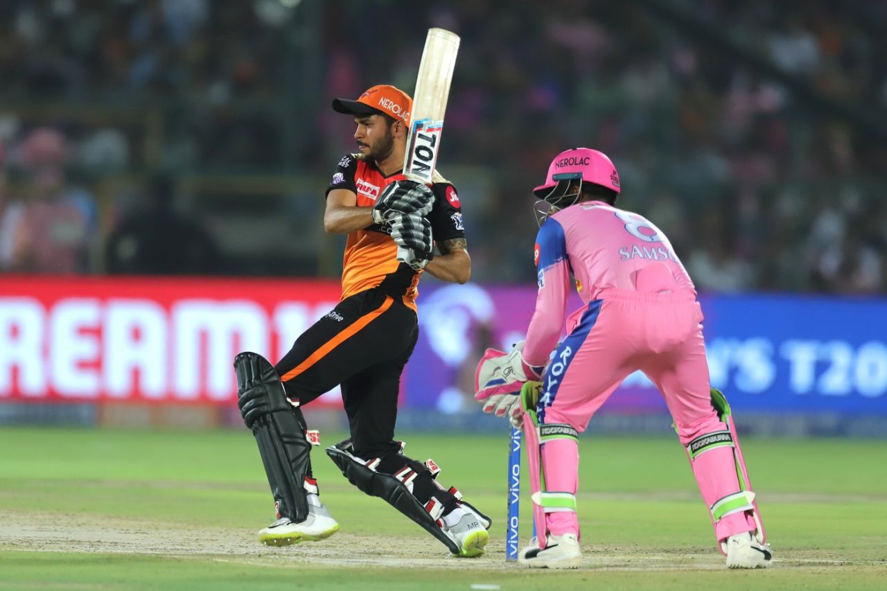 Manish Pandey pulls, Rajasthan Royals v Sunrisers Hyderabad, IPL 2019, Jaipur, April 27, 2019