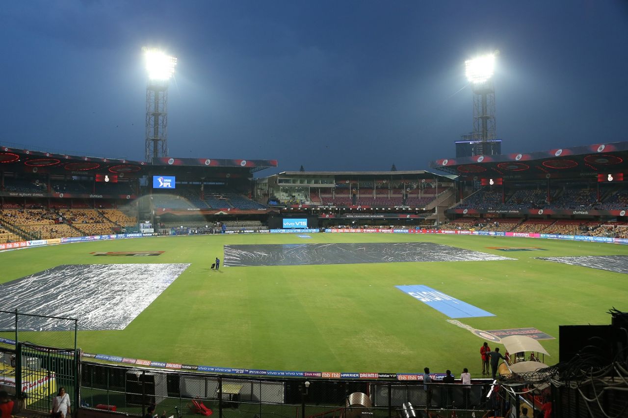 Rain before the start of Royal Challengers Bangalore's game against Rajasthan Royals, Royal Challengers Bangalore v Rajasthan Royals, IPL 2019, Bengaluru, April 30, 2019