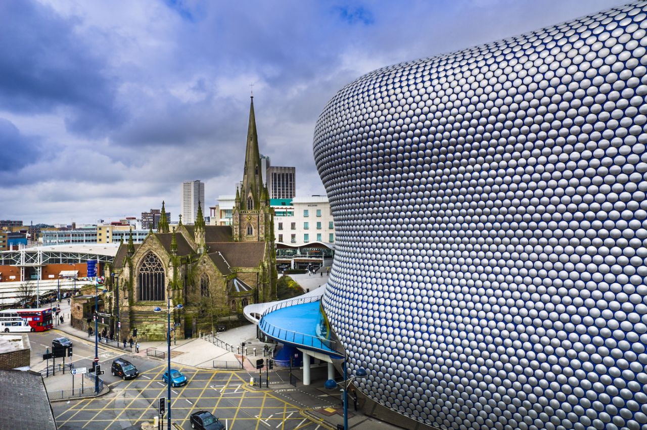 The striking Selfridges building (right) at the Bullring in Birmingham