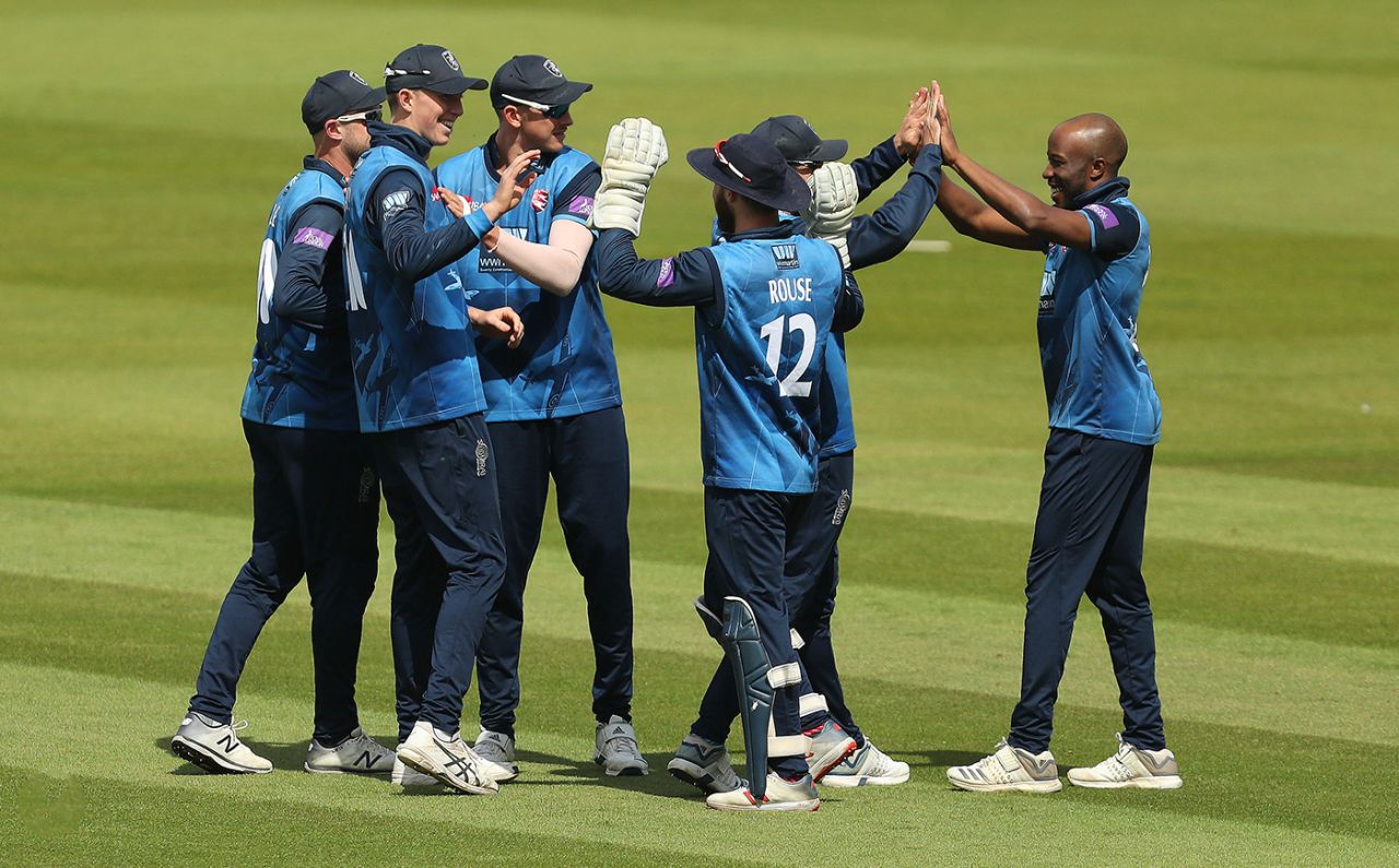 Daniel Bell-Drummond celebrates a breakthrough with the ball, Surrey v Kent, Royal London Cup, South Group, The Oval, May 2, 2019