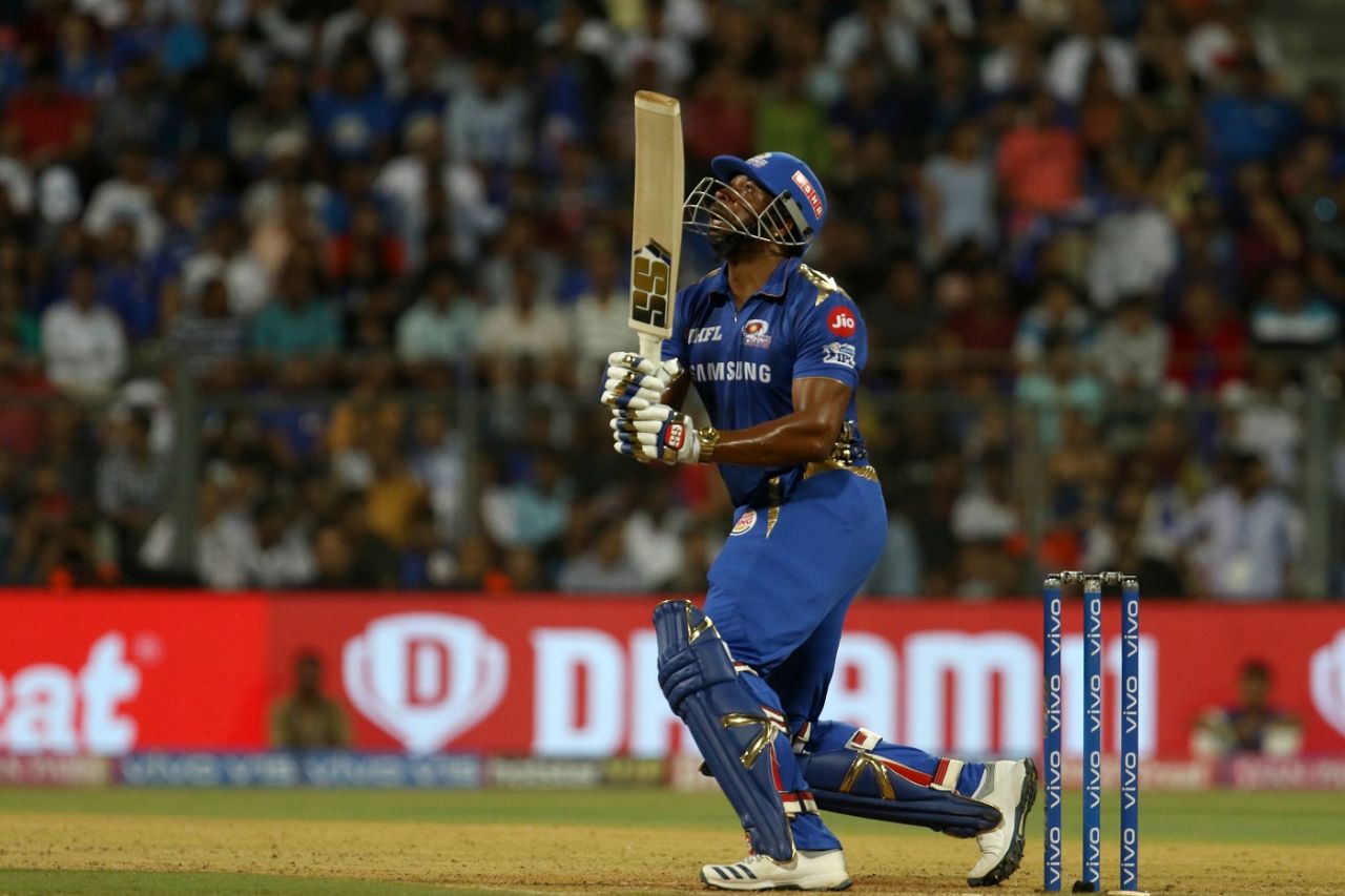 Kieron Pollard mistimes a pull, Mumbai Indians v Sunrisers Hyderabad, IPL 2019, Mumbai, May 2, 2019