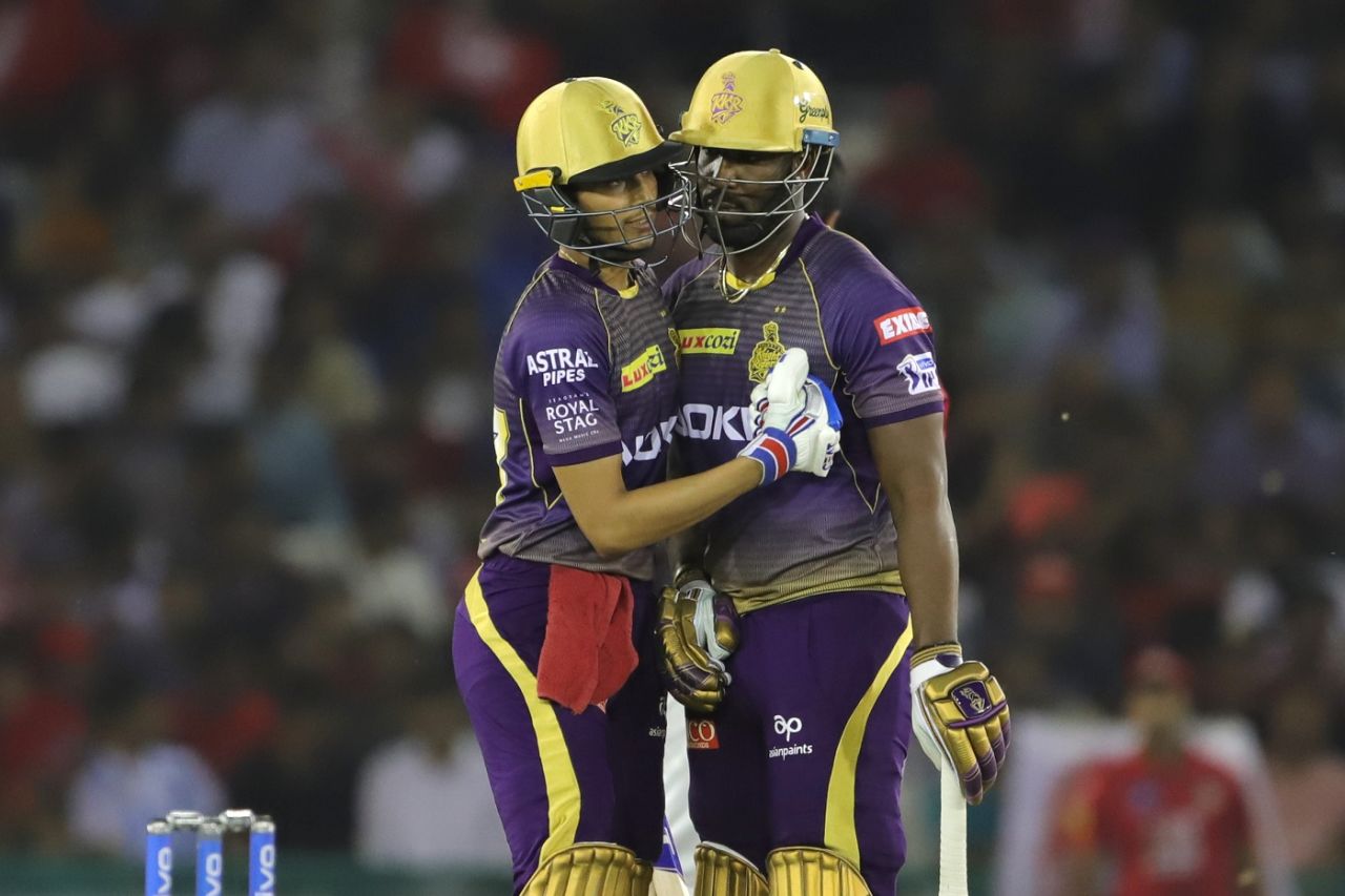 Shubman Gill was the aggressor in a brisk partnership with Andre Russell, Kings XI Punjab v Kolkata Knight Riders, IPL 2019, Mohali, May 3, 2019