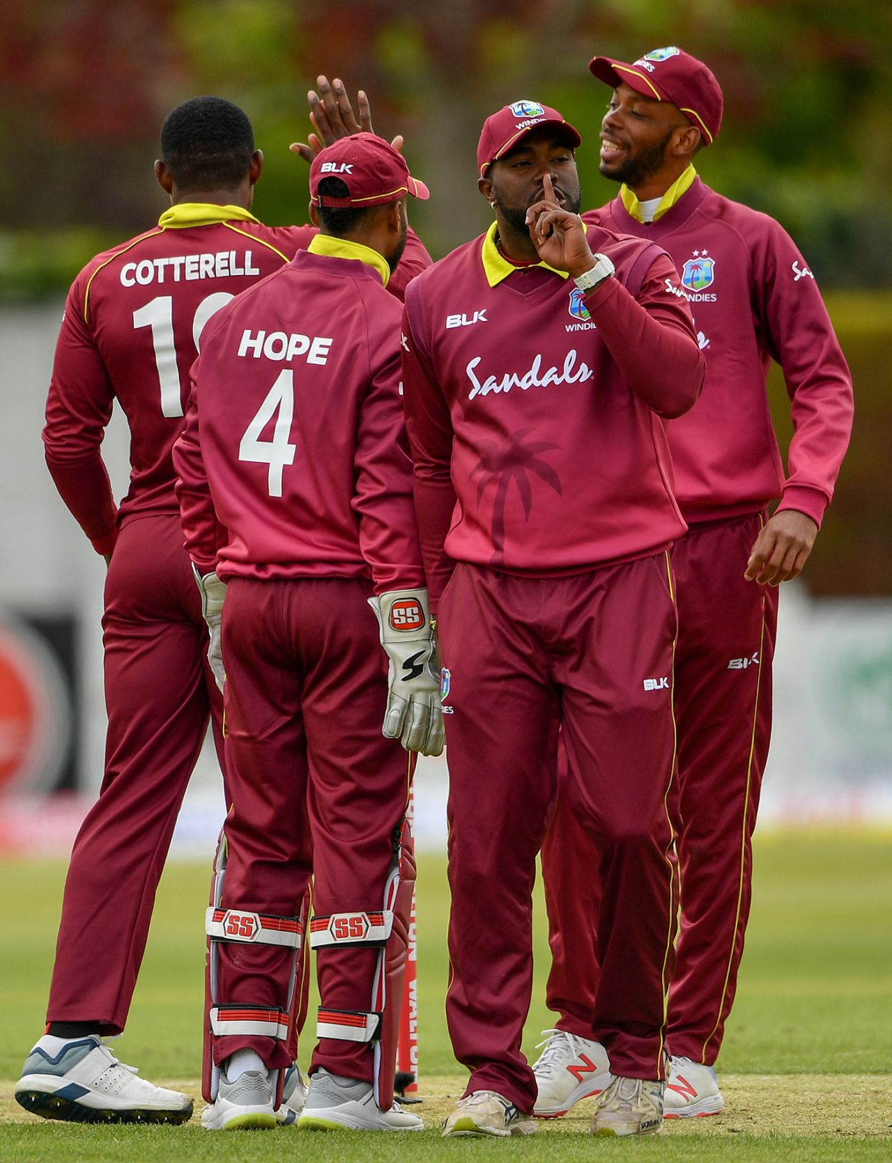 Ashley Nurse has a message for the dismissed batsman, Ireland v West Indies, Ireland Tri-Nation Series, Dublin, May 5, 2019