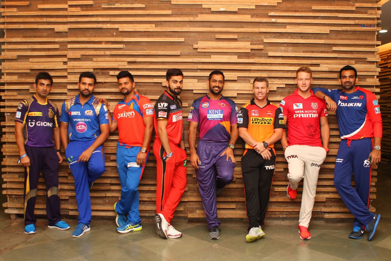 The IPL 2016 captains on opening night, The Dome, Mumbai, India, 8th April 2016