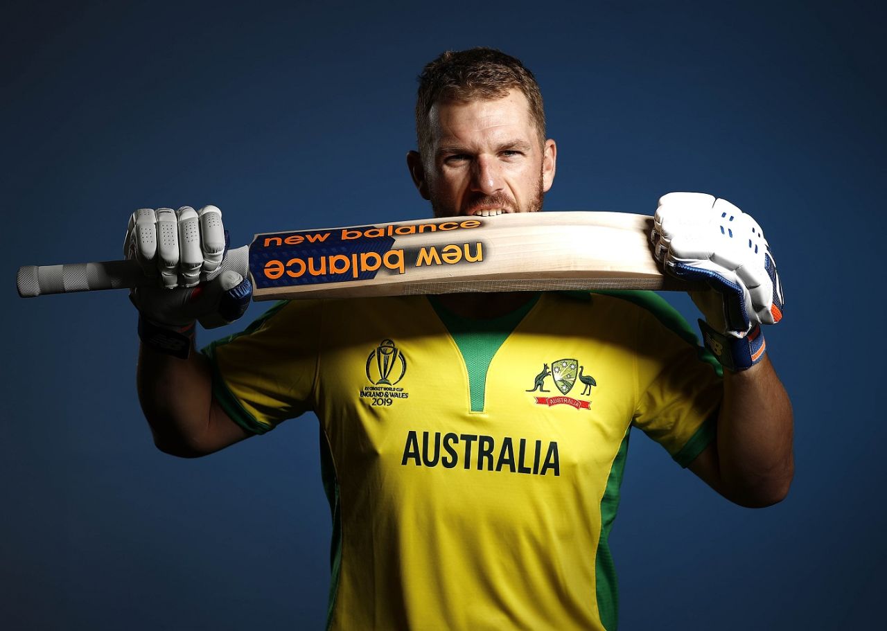 Aaron Finch poses during a photo session, May 7, 2019