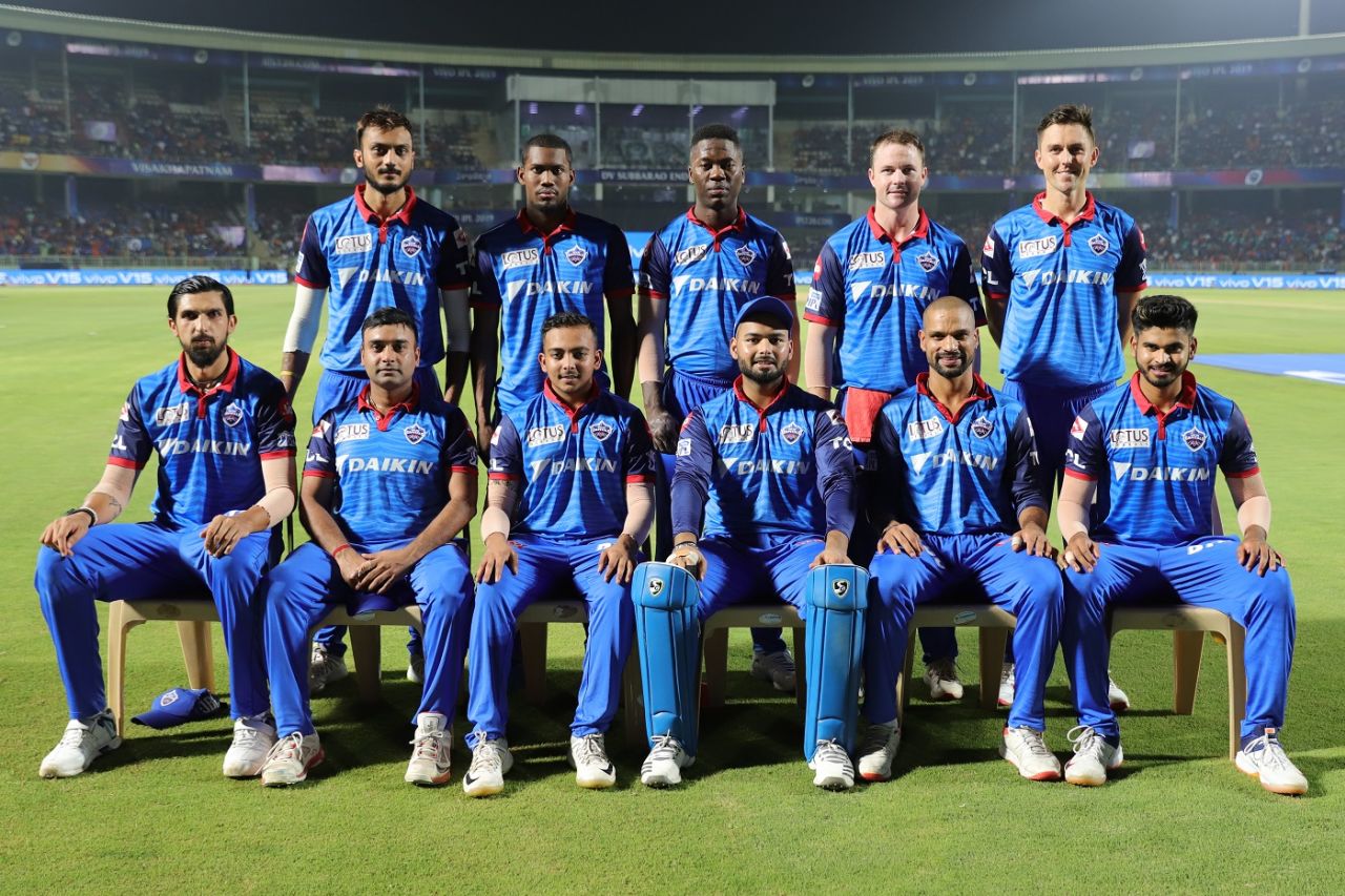The Delhi Capitals team poses for a picture, Delhi Capitals v Sunrisers Hyderabad, IPL 2019 Eliminator, Vishakhapatnam, May 8, 2019
