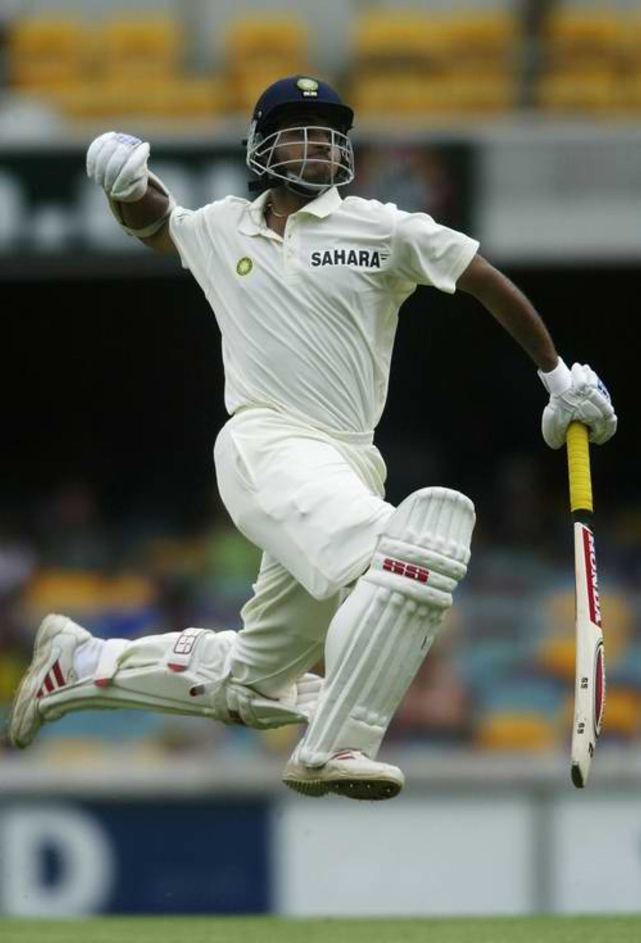 Sourav Ganguly celebrates his hundred, Australia v India, first Test, Brisbane, December 2004