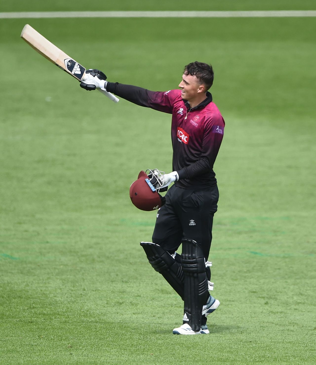 Tom Banton celebrates his hundred, Worcestershire v Somerset, Royal London Cup play-off, New Road, May 10, 2019