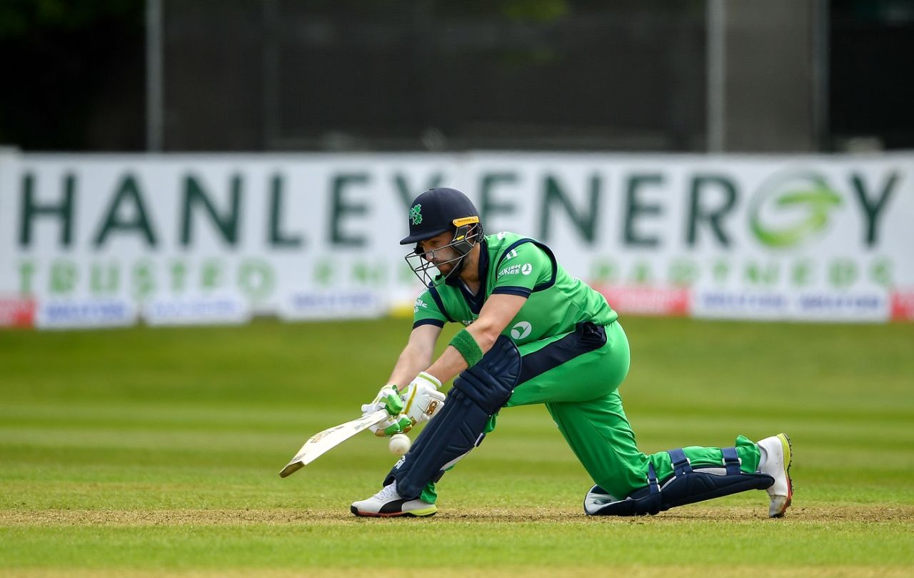 Andy Balbirnie sweeps, Ireland v West Indies, Match 4, Ireland tri-series, Dublin, May 11, 2019