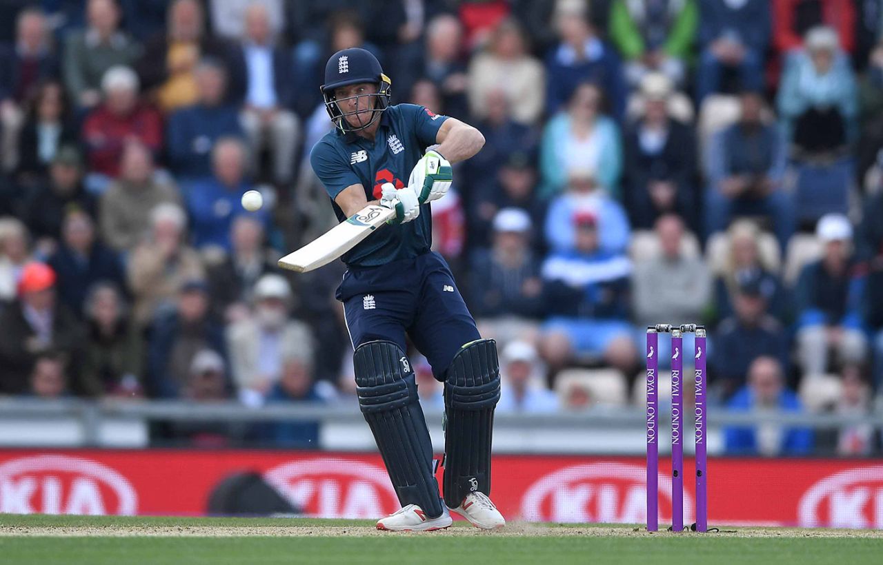 Jos Buttler shuffles around to play the ramp, England v Pakistan, 2nd ODI, Ageas Bowl, May 11, 2019