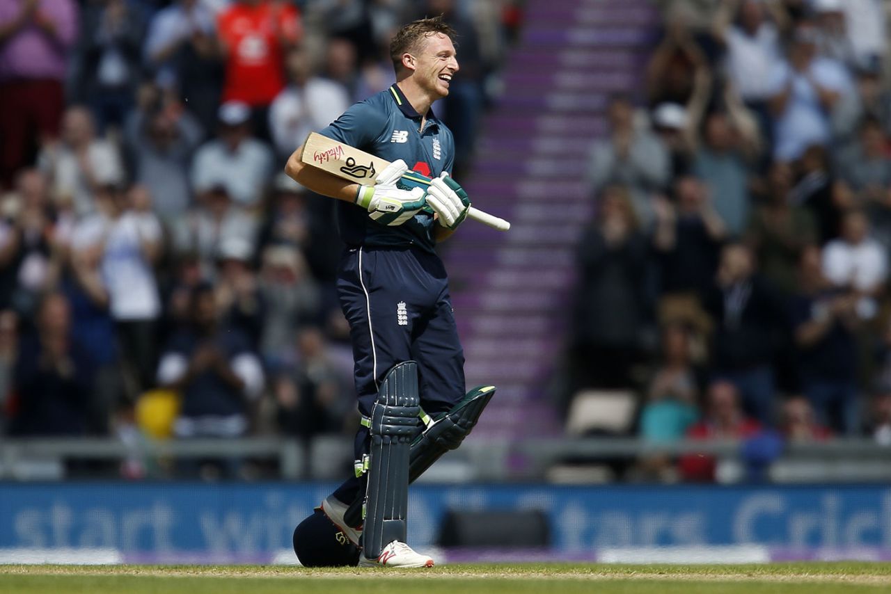 Jos Buttler brings out a baby-rocking celebration for this hundred, England v Pakistan, 2nd ODI, Ageas Bowl, May 11, 2019