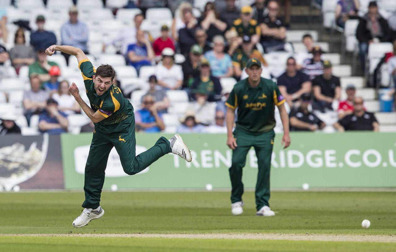 Harry Gurney in delivery stride, Nottinghamshire v Somerset, Royal London One Day Cup semi-final, Trent Bridge, May 12, 2019