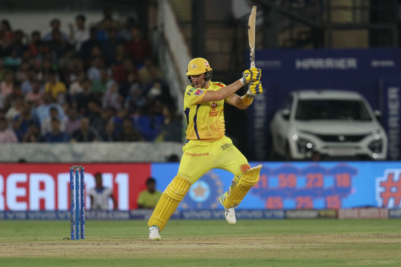 Shane Watson thumps one through point, Chennai Super Kings v Mumbai Indians, IPL Final, Hyderabad, May 12, 2019