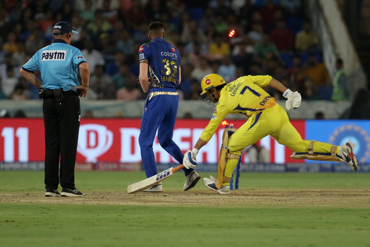 MS Dhoni's dismissal made it a tense chase , Mumbai Indians v Chennai Super Kings, IPL 2019 final, Hyderabad, May 12, 2019